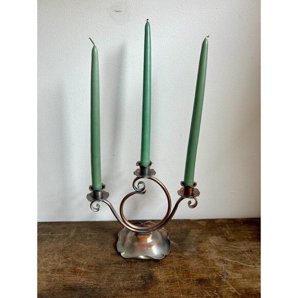 Gregorian Solid Copper Candelabra | Lovely Feminine Candelabra | Cottagecore - Picture 1 of 10